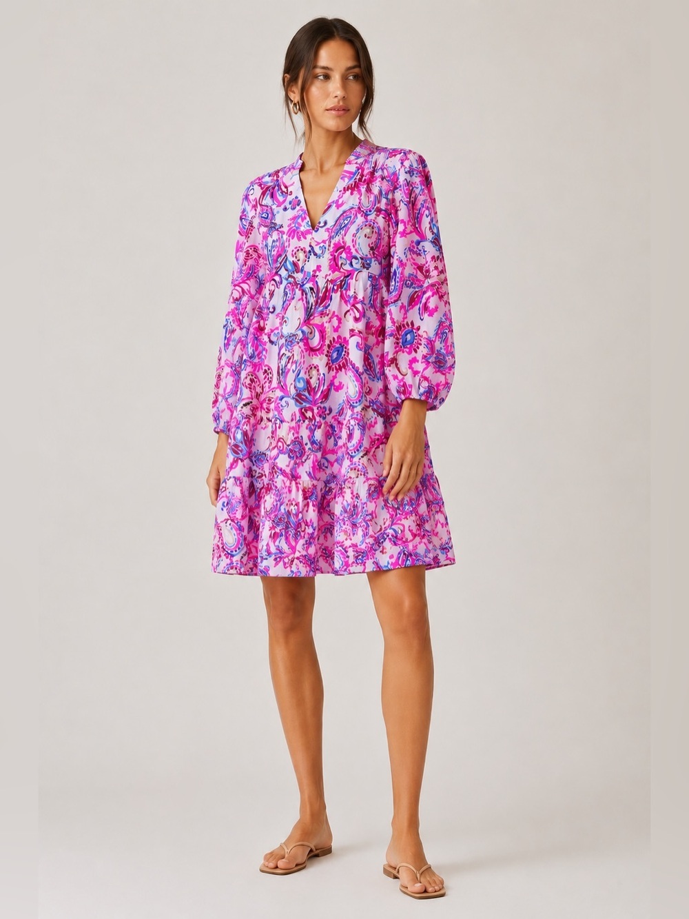 Lilly Pulitzer NWT Pink Paisley Tiered Shift Dress Resort Mini. Size 4